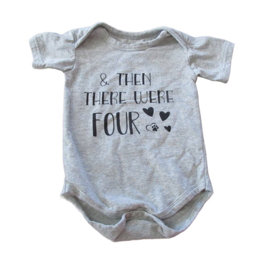& Then‎ There Were Four 1 Pc Bodysuit Infant Unisex 3M Gray Short Sleeve Snap